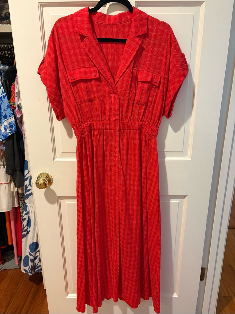 Red Button Up Dress Large